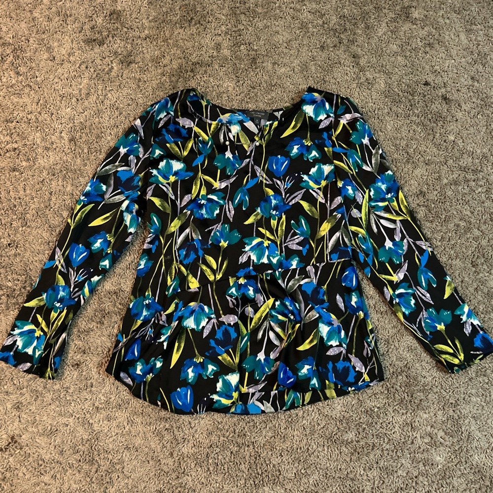 The Limited Black and Blue Floral Blouse
